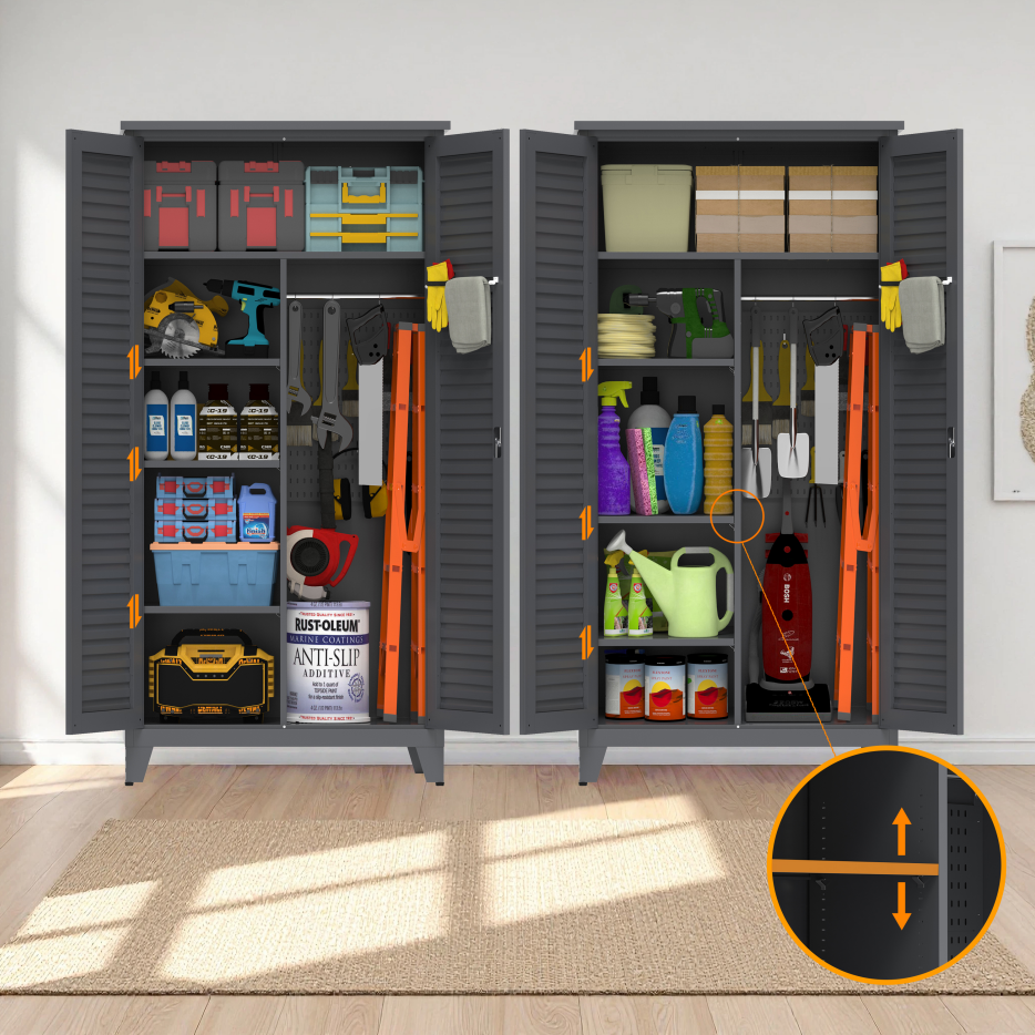 73'' Tall Metal Tool Storage Cabinet - Slate Steel Organizer