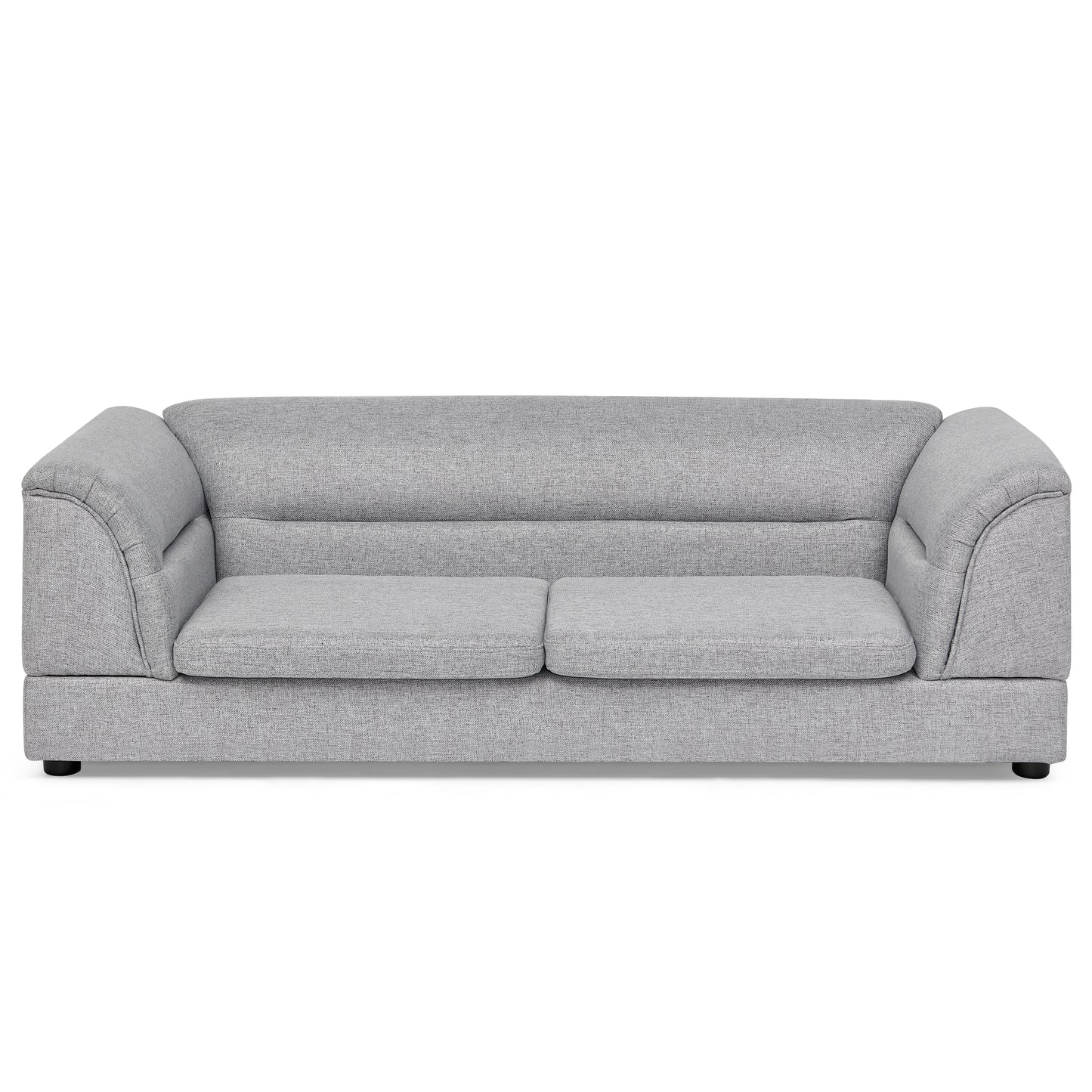 Large Oversized Linen Pet Sofa Bed with Curved Armrest for Dogs & Cats - Light Grey