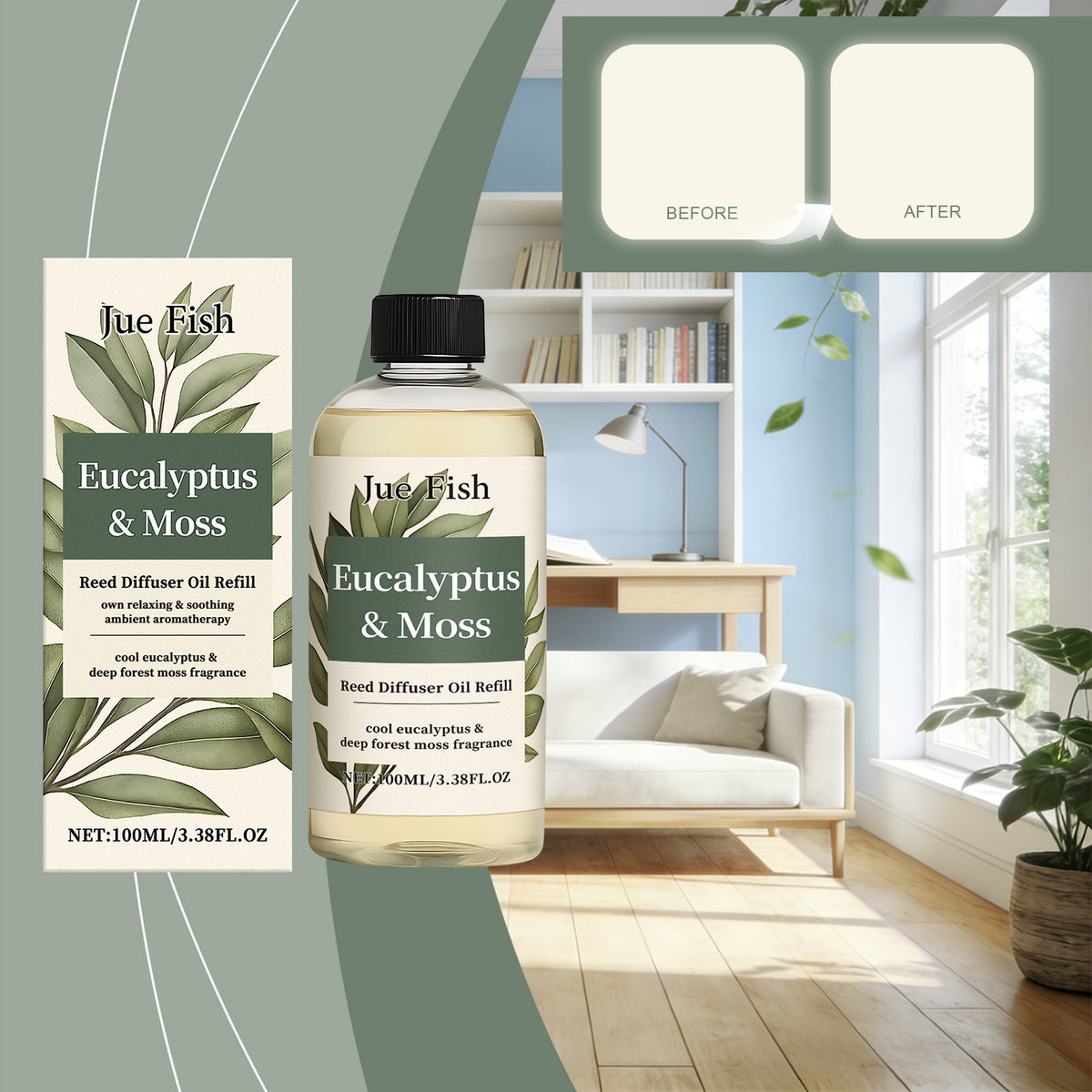 Eucalyptus Moss Aromatherapy Essential Oil - 100ml Fragrance Oil for Diffusers, Massage, Relaxation