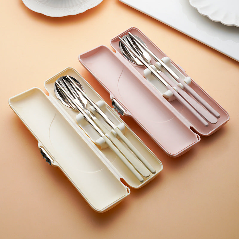Stainless Steel Portable Tableware Set with Chopsticks, Spoon & Fork
