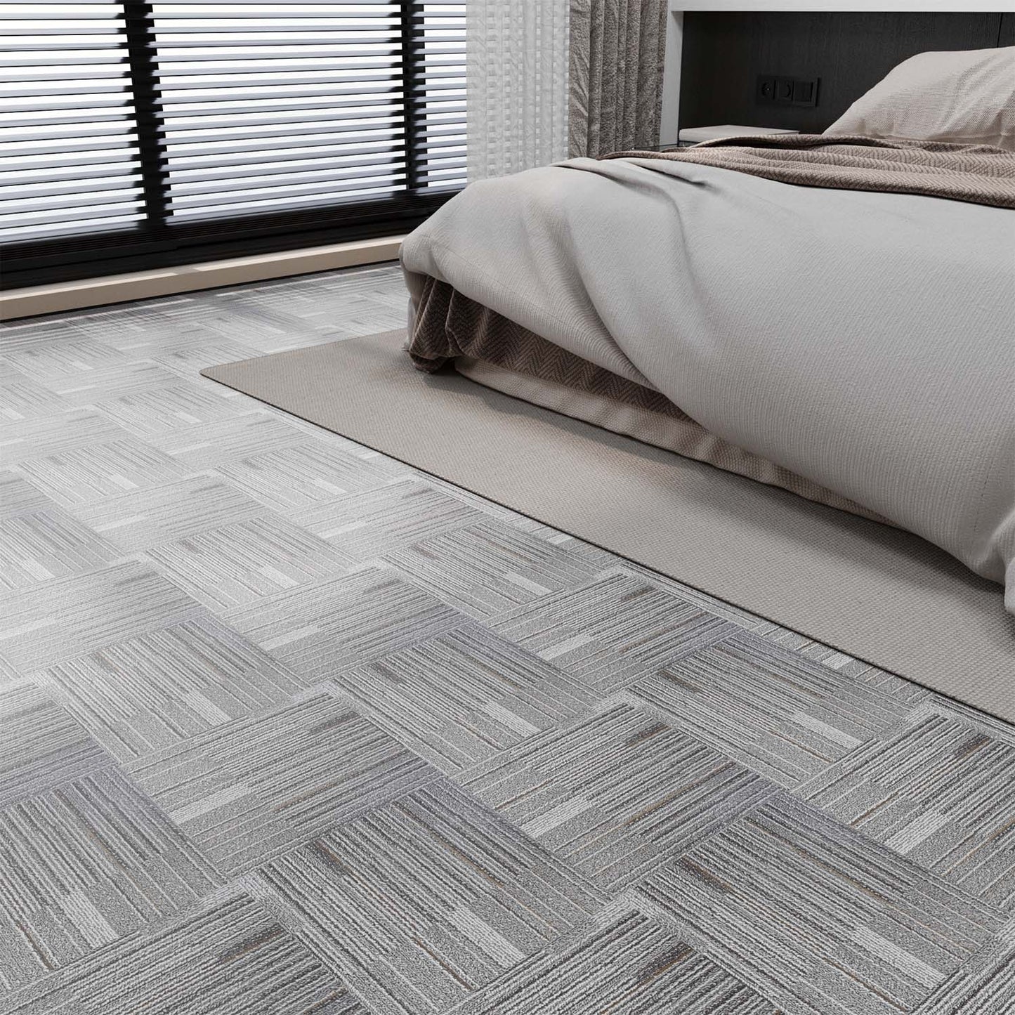 Gray Peel and Stick Vinyl Flooring Tile - 36PCS, Water Resistant