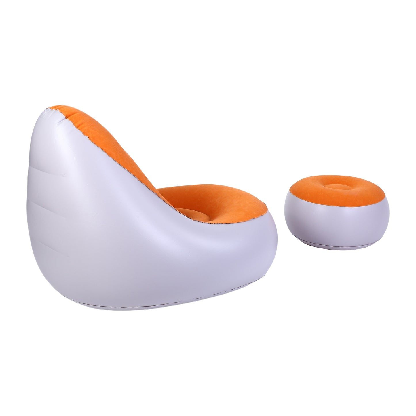 Inflatable Lounge With Foot Stool PVC Flocking Water Proof Folding