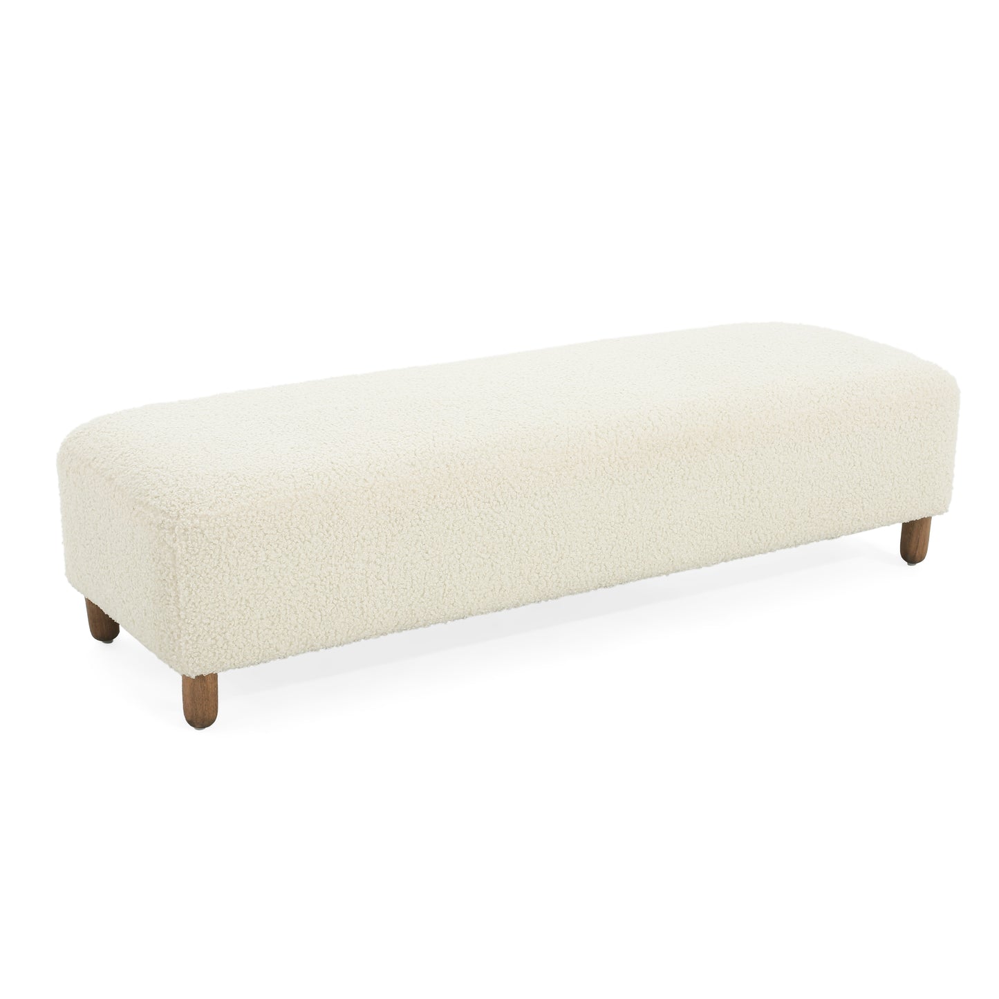 Comfortable White Ottoman - Soft Polyester Upholstery