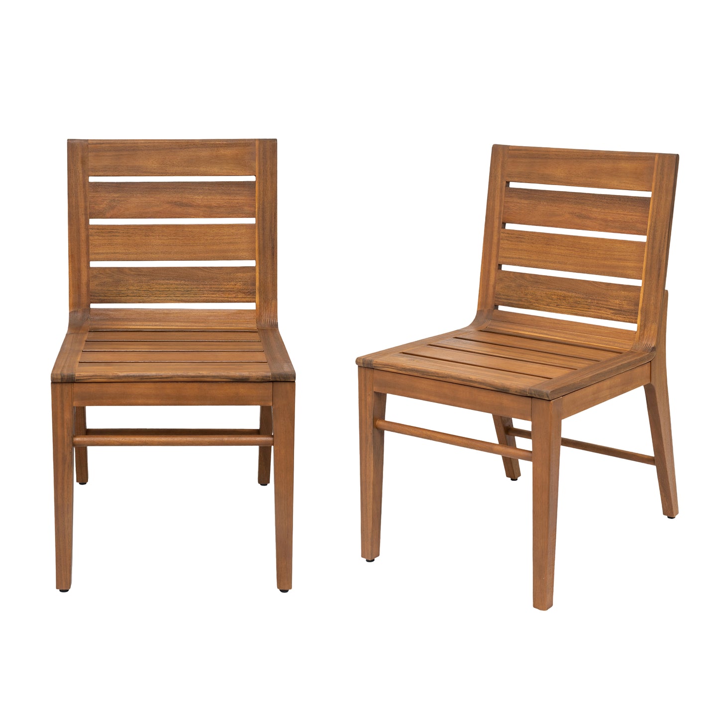 Outdoor Acacia Wood Dining Chairs Set of 2 - Teak Finish
