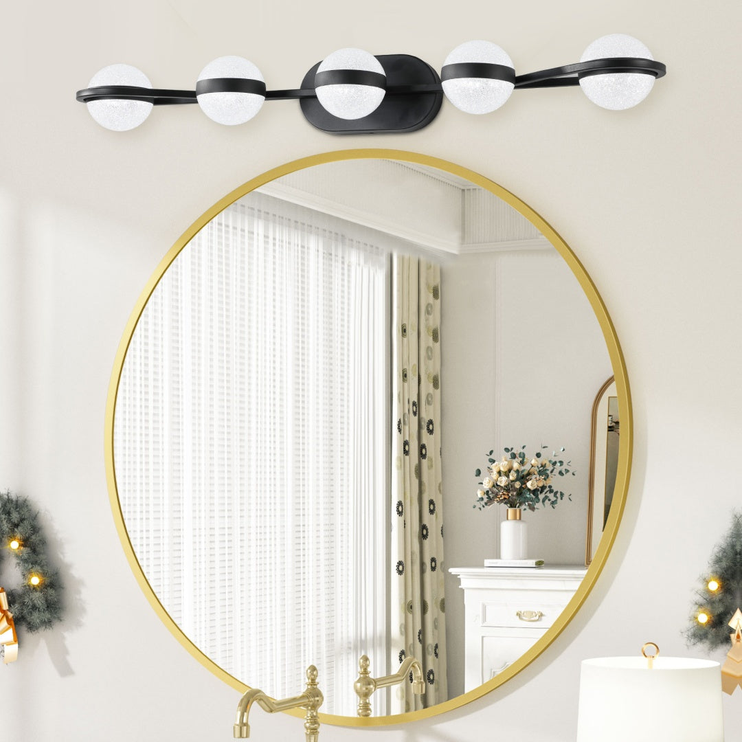 Modern 5-Light Bathroom Vanity Light Fixture - Black