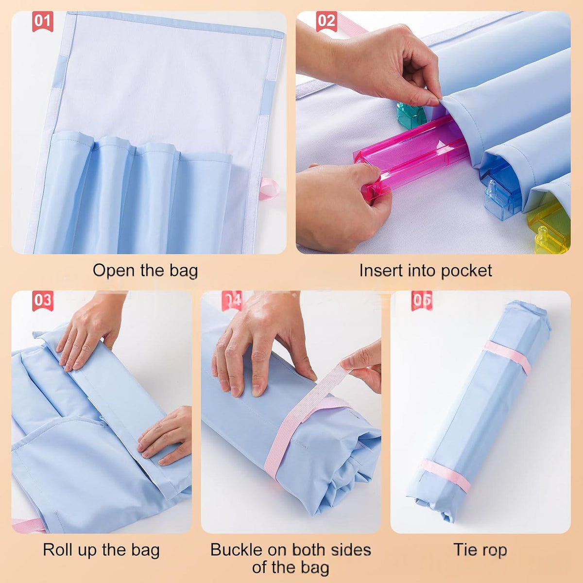Travel Mahjong Tile Storage Bag Large Portable Organizer with Adjustable Color Options