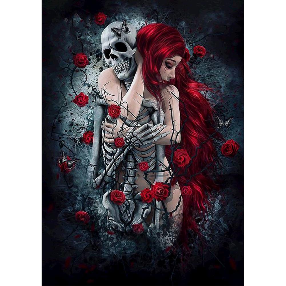 Diamond Painting Skull Girl Halloween Home Decor Kit - Arts & Crafts