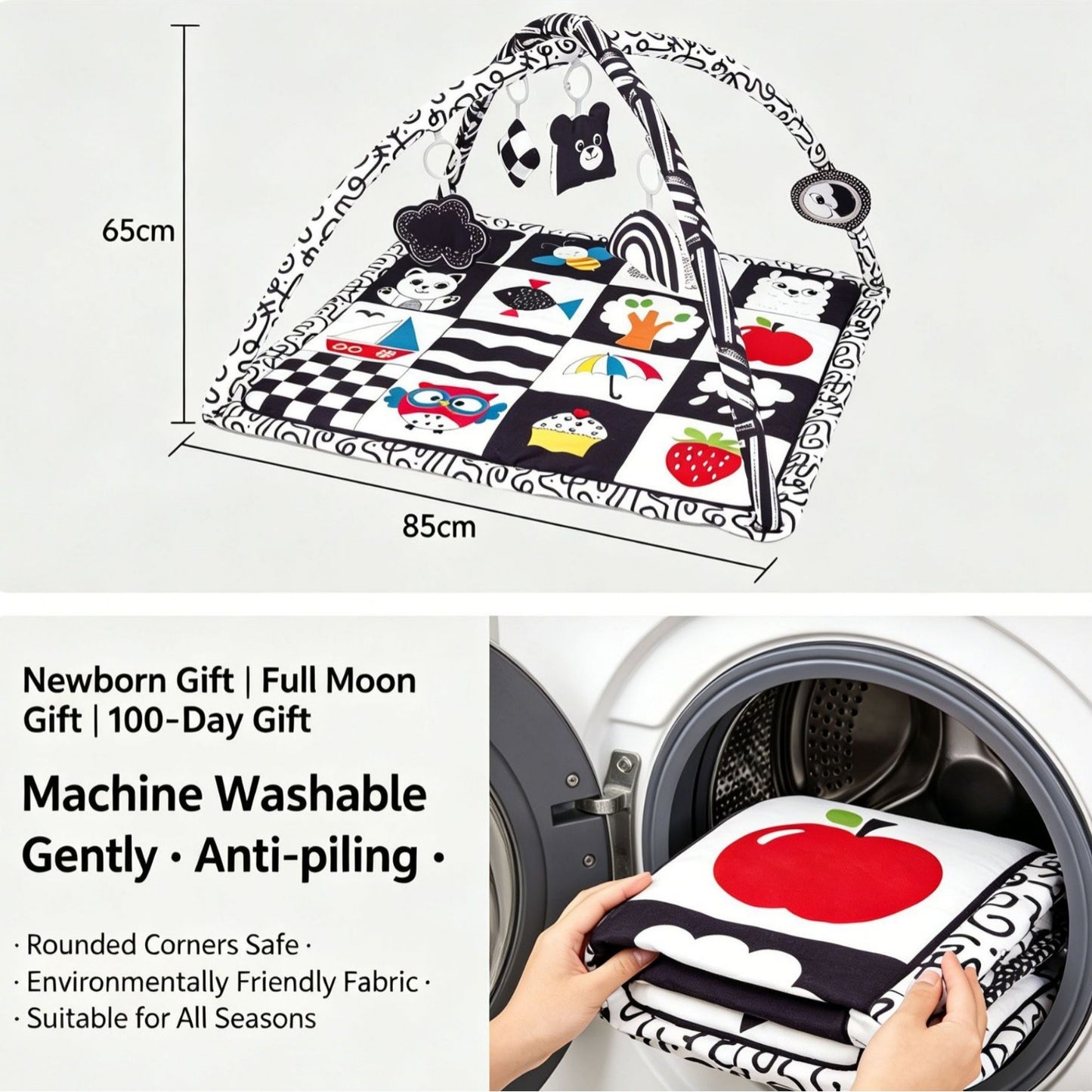 Machine-Washable Cartoon Crawling Mat Game Blanket Floor Mat - Foldable & Thickened