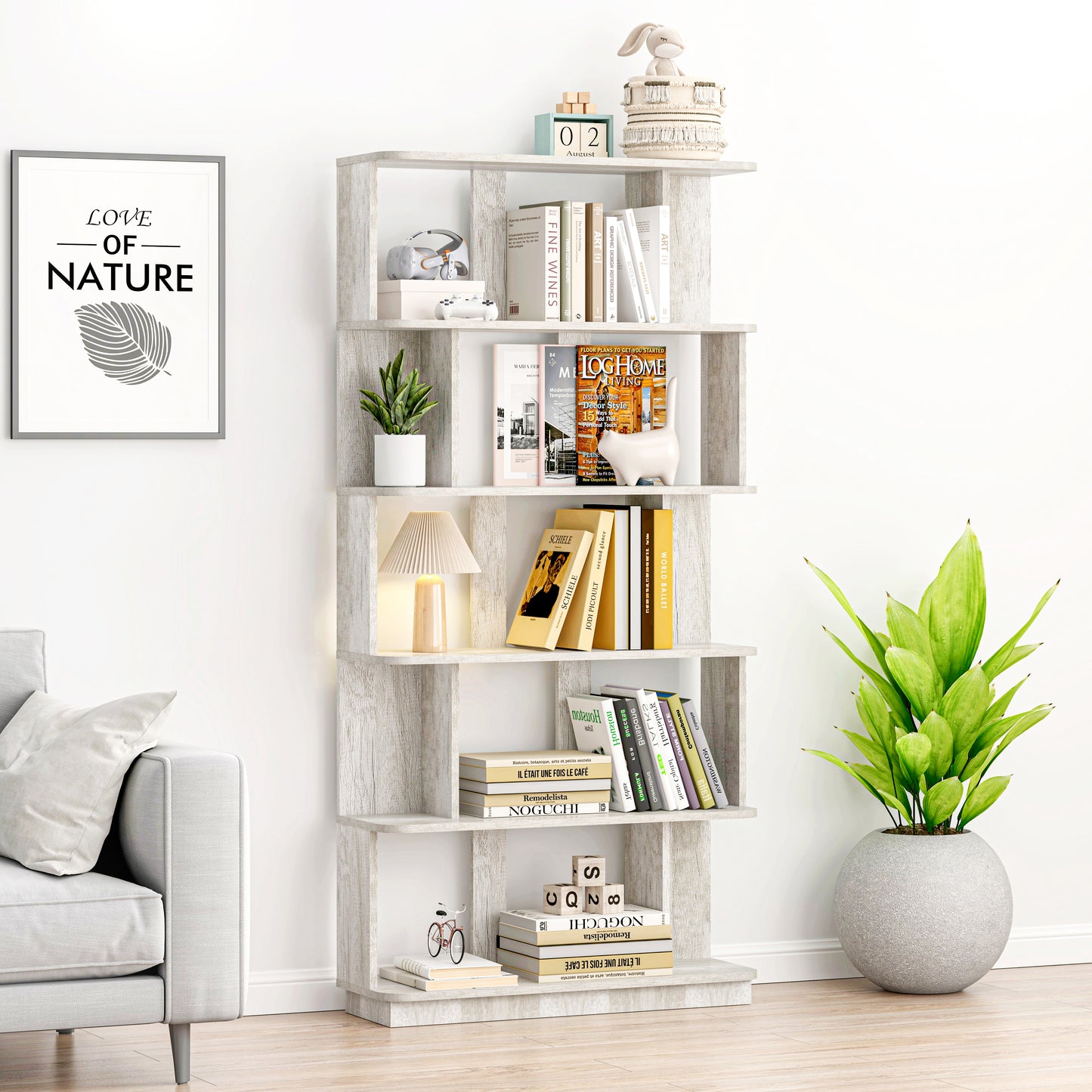 31.5 L X 64.56H Free Combination Bookshelf Modern 5-Tier Open Storage