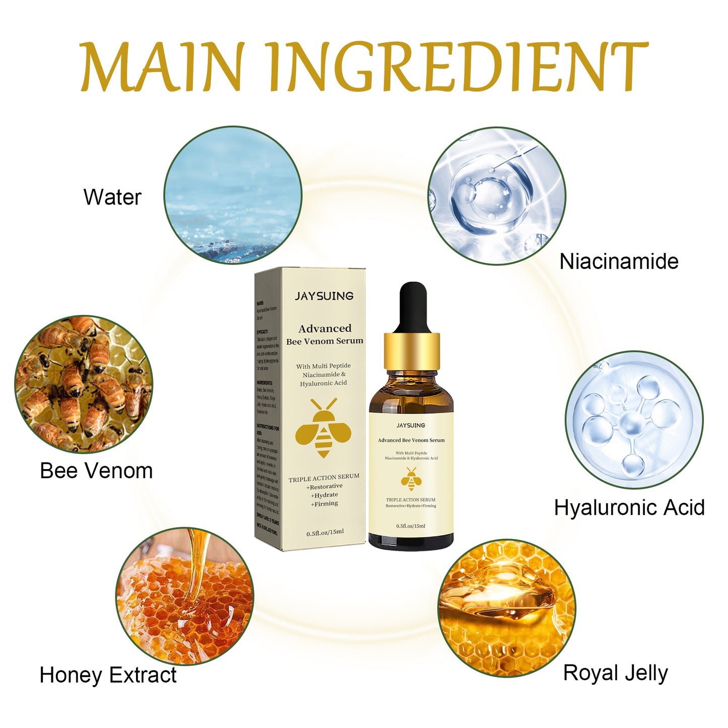Bee Venom Anti-Aging Face Essence - Moisturizing Firming Skin Repair