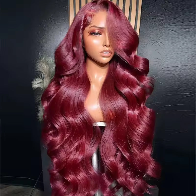 Burgundy 13x6 HD Lace Front Human Hair Wig - Natural Straight Style