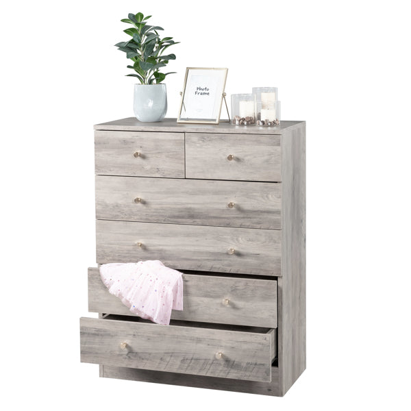 5-Drawer Chest with Matte Gold Handles - Gray Particle Board