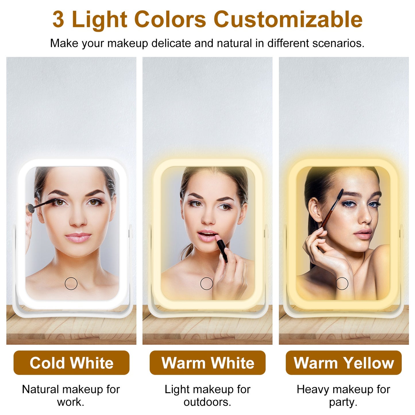 10X Magnifying Lighted Makeup Mirror, USB Rechargeable Travel Vanity Mirror