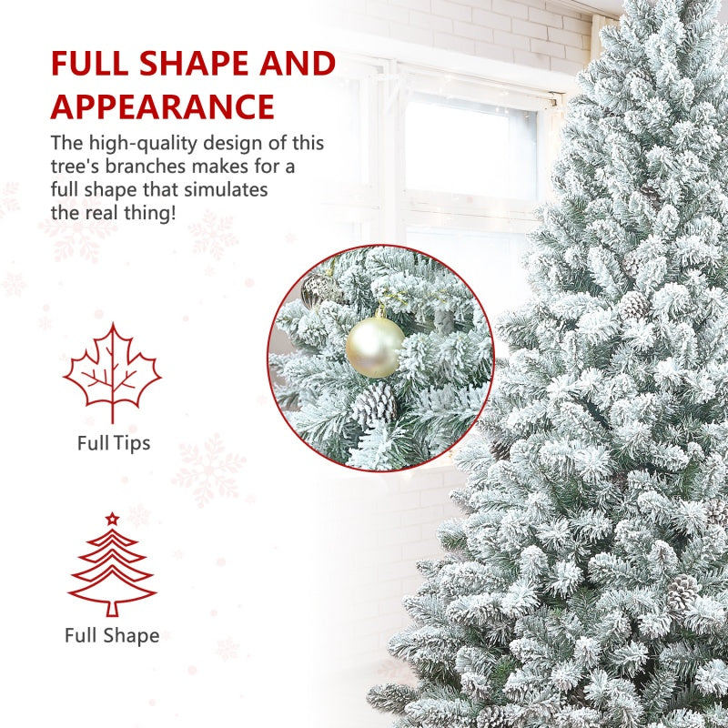 Flocked PVC Christmas Tree with Pine Cones - Multiple Heights