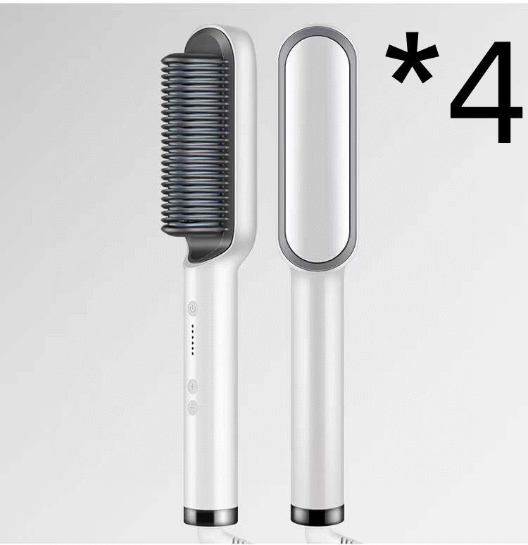 2-in-1 Hair Straightener Curling Iron Hot Comb with Negative Ions - Multi-Functional Electric Hair Styling Brush