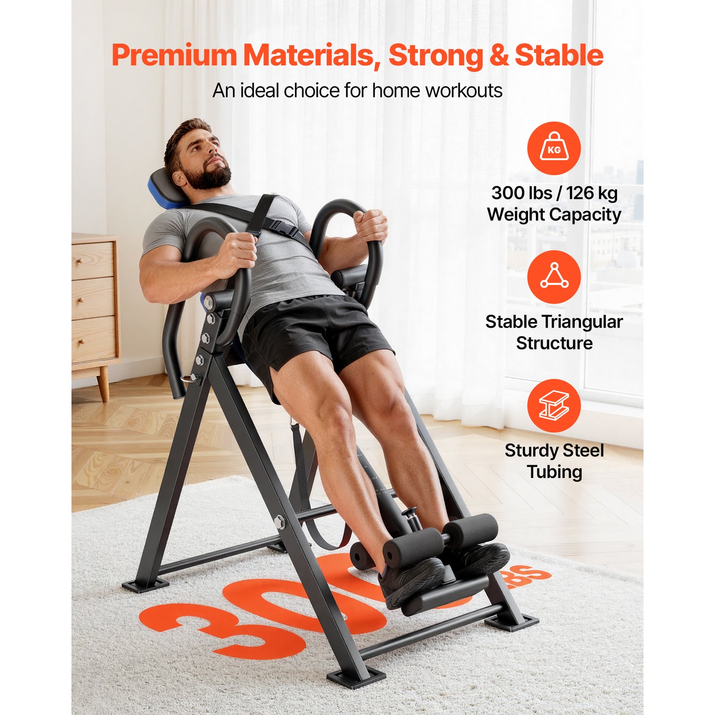 Heavy Duty Inversion Table 300 Lb Capacity for Back Neck Shoulder Decompression