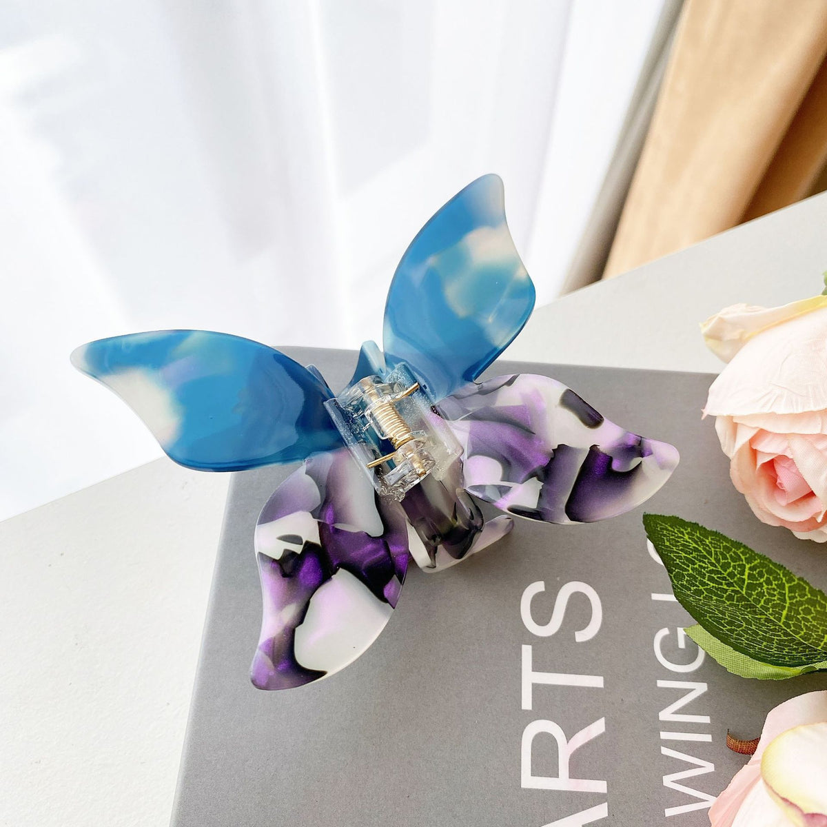 Butterfly Hairpin Girl Clip Back Head Accessory - Fuchsia Dreamy Blue Purple Bubble Blue