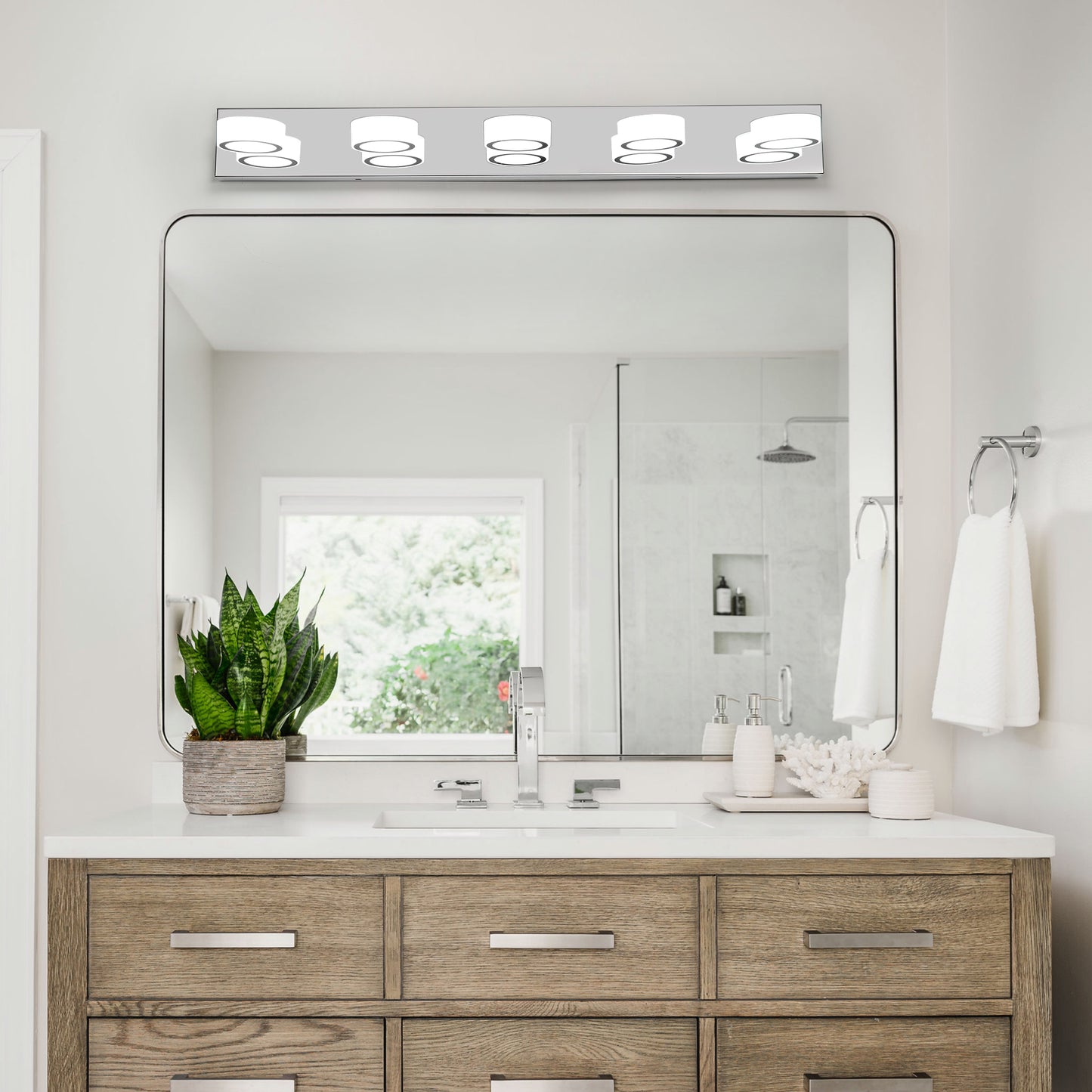 Modern 5-Light LED Vanity Light Fixture - Chrome Finish