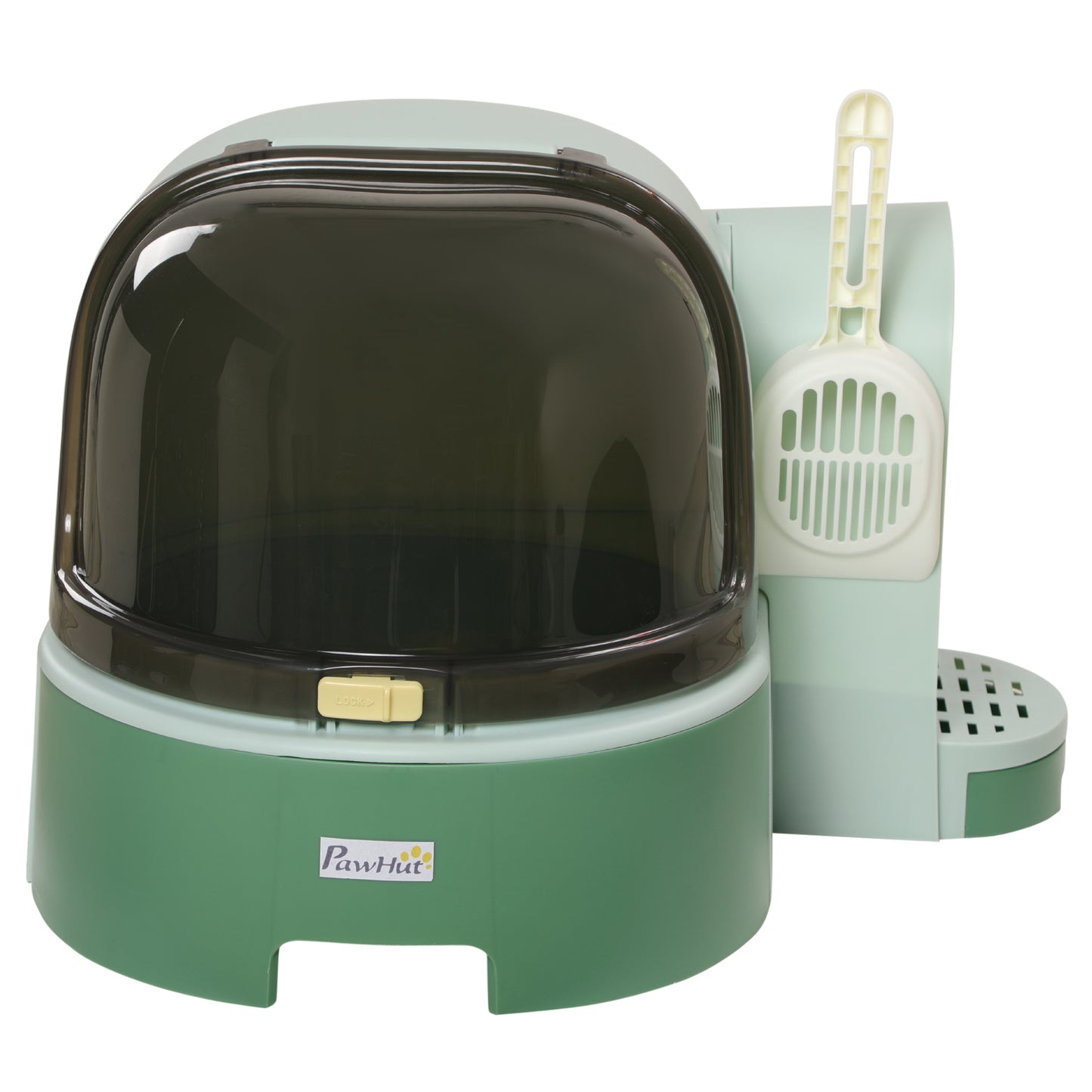 Open-Front Cat Litter Box with Scoop - Spacious, Easy to Clean, Green
