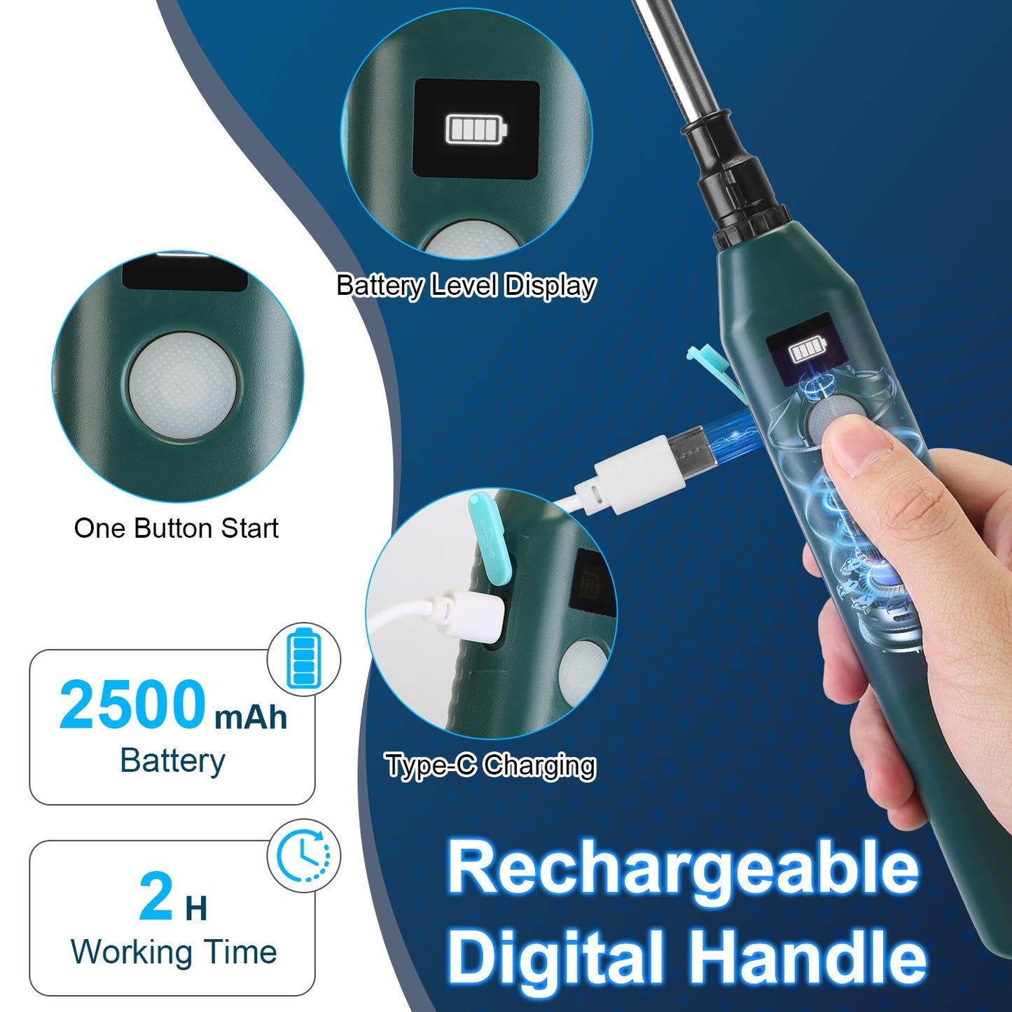 Portable 5L Battery Water Sprayer Garden Tool with 3 Nozzles & Telescopic Wand