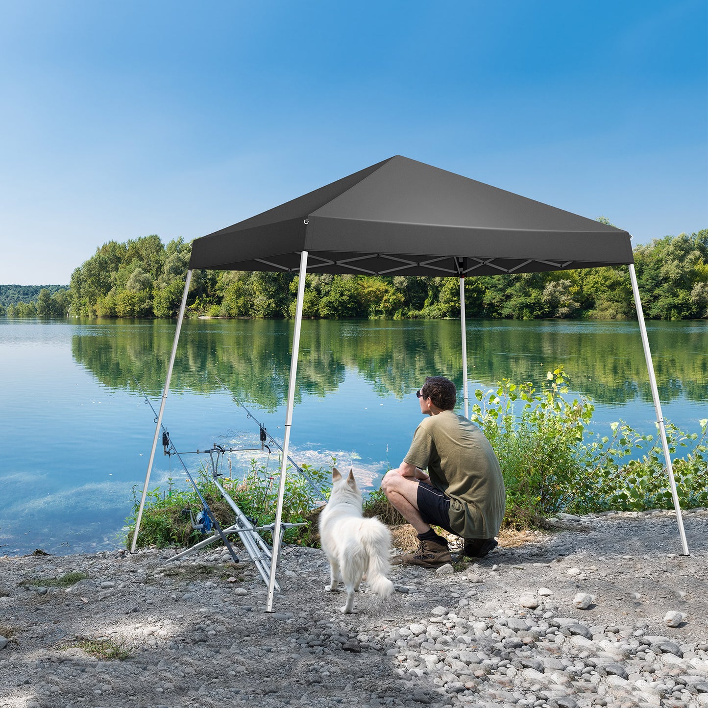 Portable Dark Gray Folding Canopy Gazebo - UV Resistant & Waterproof