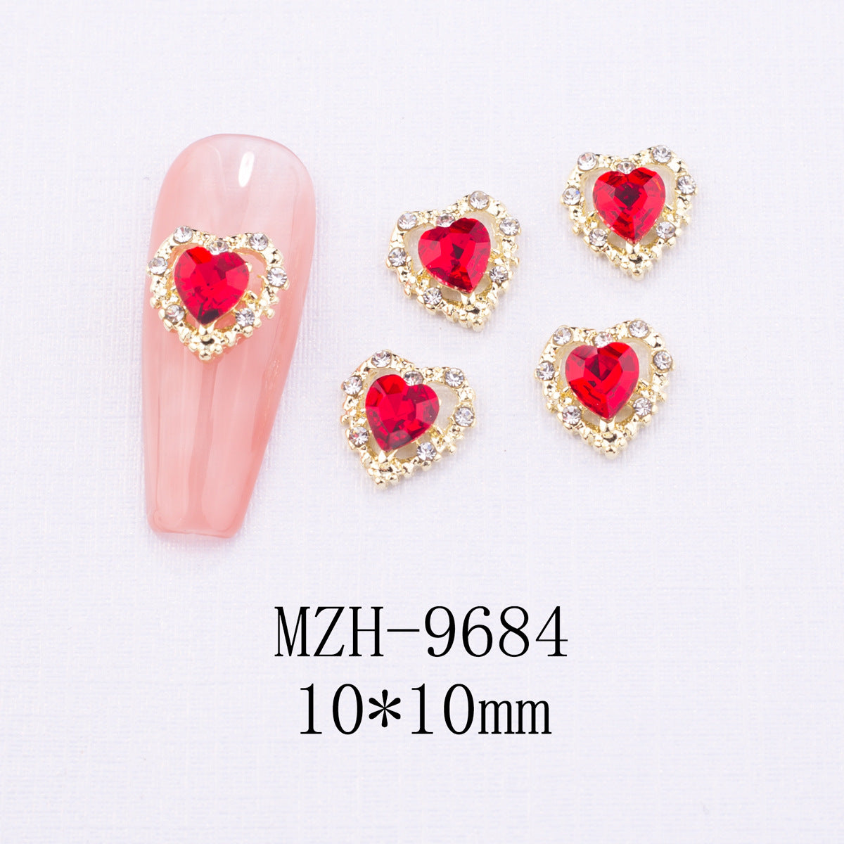 Glass Nail Decorations with Red Bow Design - Assorted Series