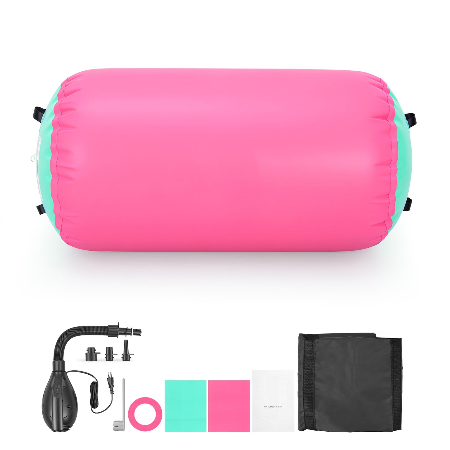Inflatable Gymnastics Air Roller 23.6x40 Inches Tumble Mat for Back Handspring Training, Pink