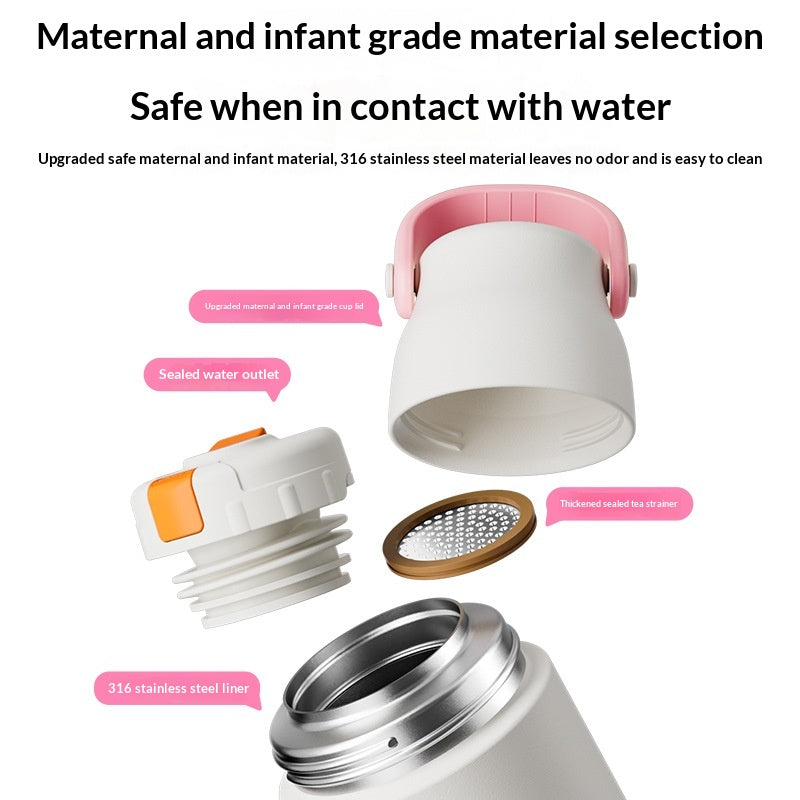 Insulated Stainless Steel Water Bottle for Women with Lanyard - Large Capacity, Heat Retention