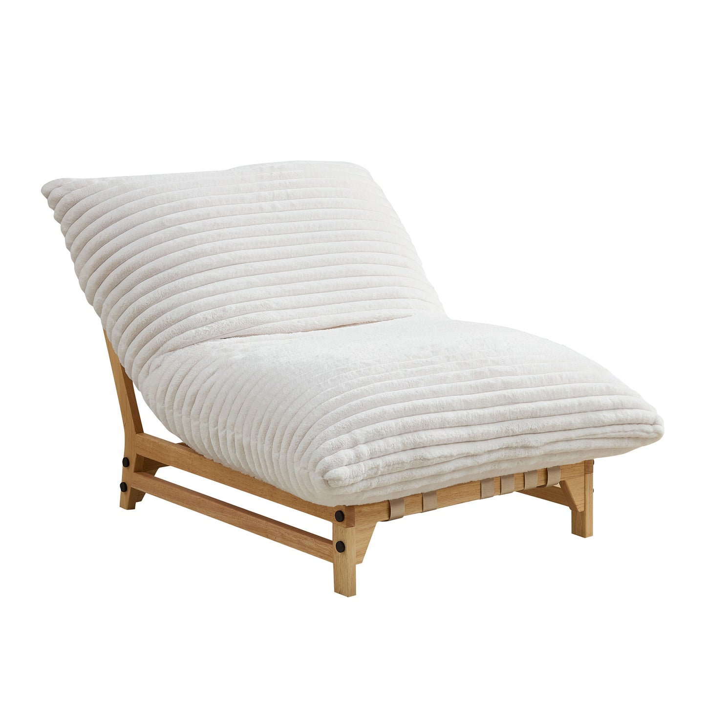 Casual Armless Single Sofa - Off-White Corduroy Fabric