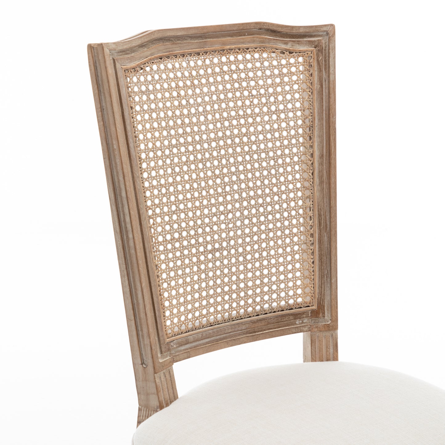 Farmhouse Dining Chairs Set of 2 - Solid Wood, Beige Linen Seat