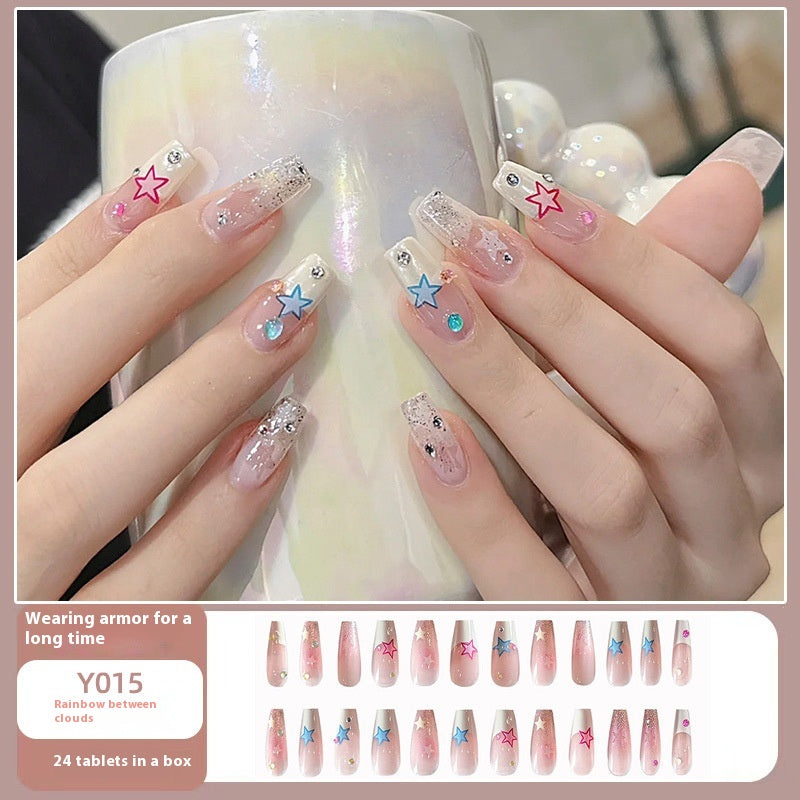 Women's Nail Art Kit with Detachable Color Variants - Spicy White Armor Design