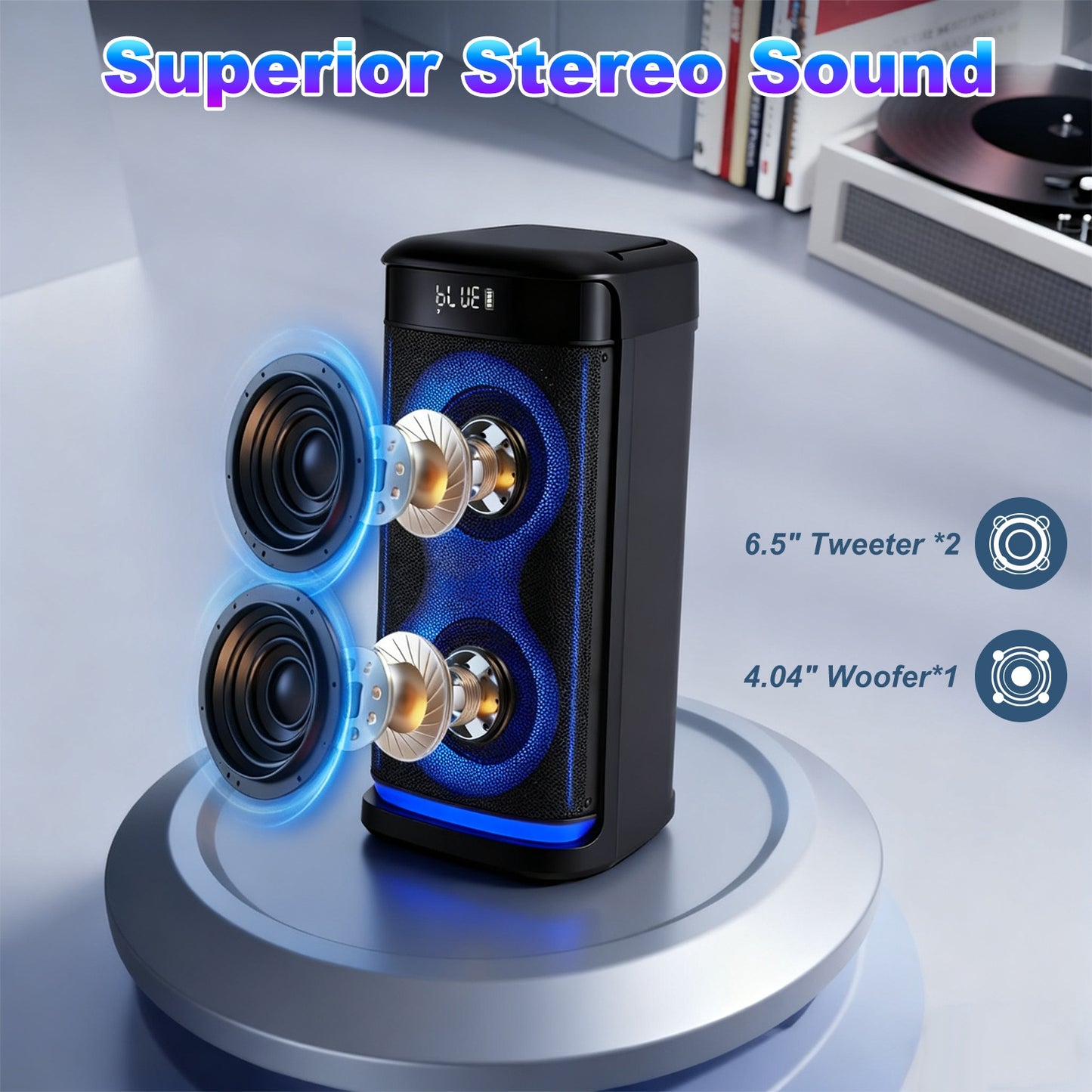 Portable Wireless Party Speaker with RGB Lights and Mic