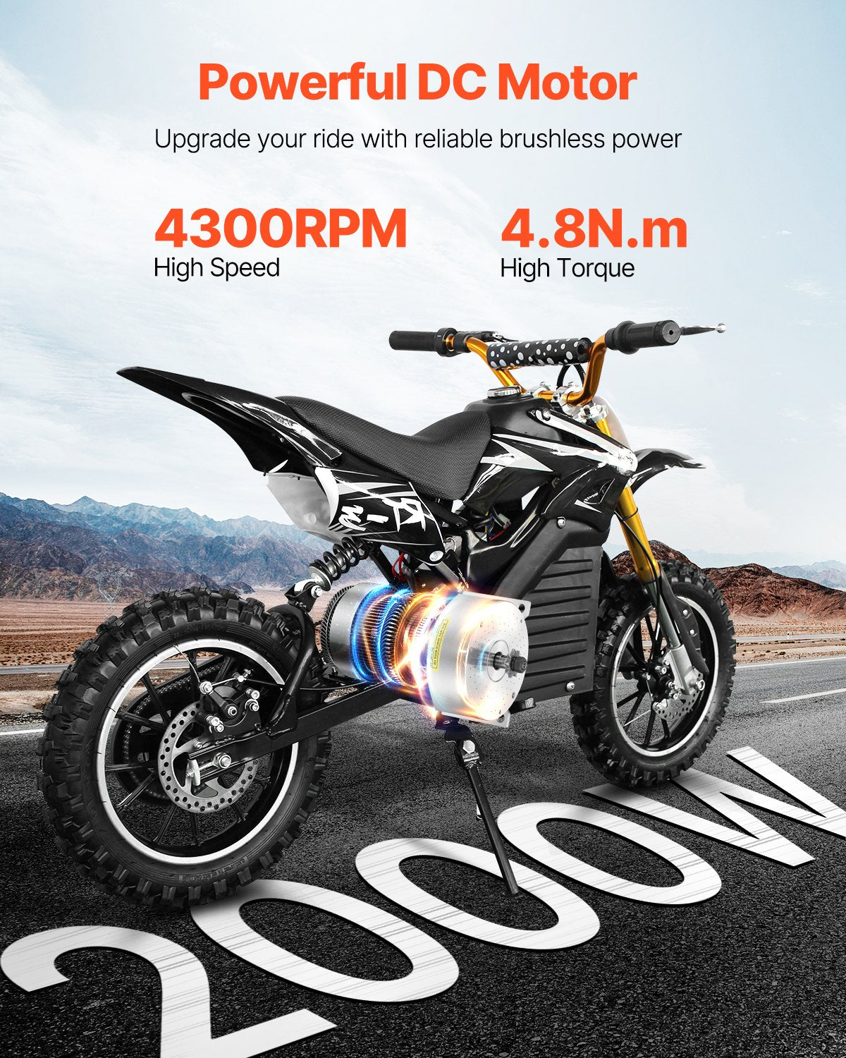 2000W Brushless DC Motor Kit 48V for Electric Bikes & DIY Vehicles