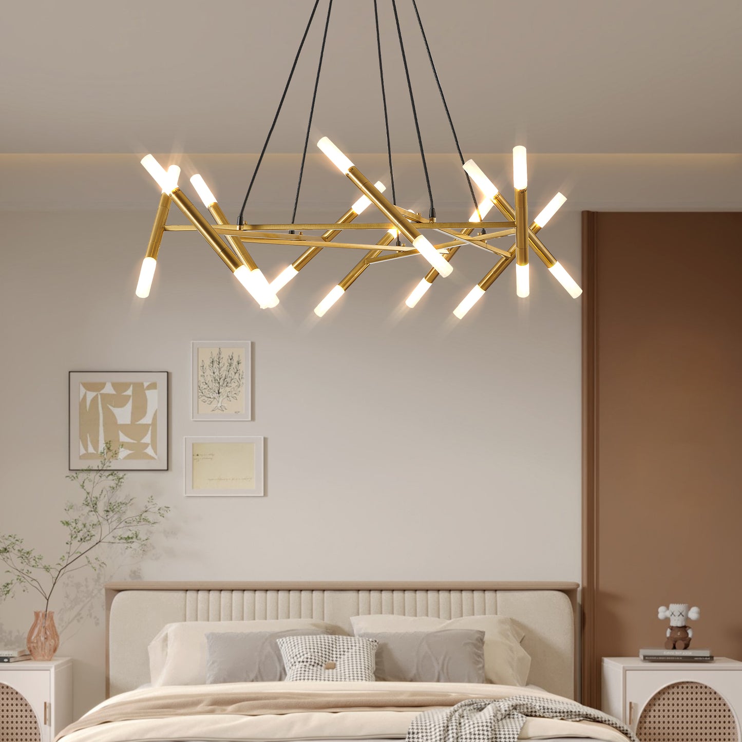 Modern Gold Chandelier Pendant Light Fixture - Adjustable Height
