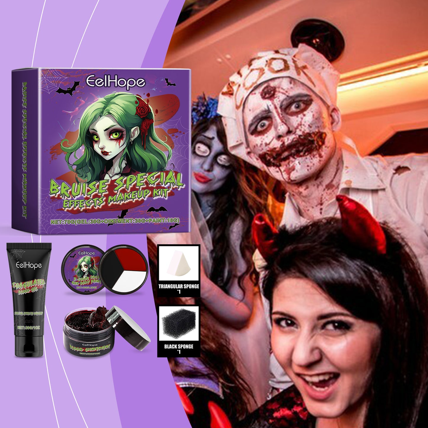 Halloween SFX Makeup Kit - Vampire & Zombie Bruise and Blood FX Set