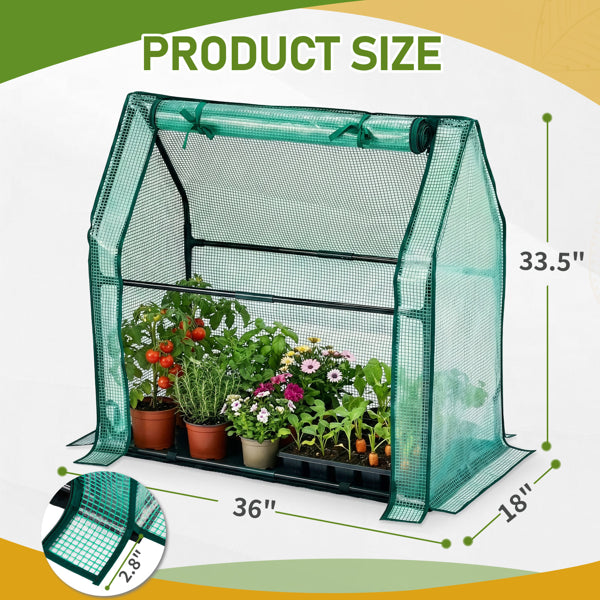 Mini Greenhouse with PE Cover - Indoor/Outdoor Plant Care, 36x18x33in