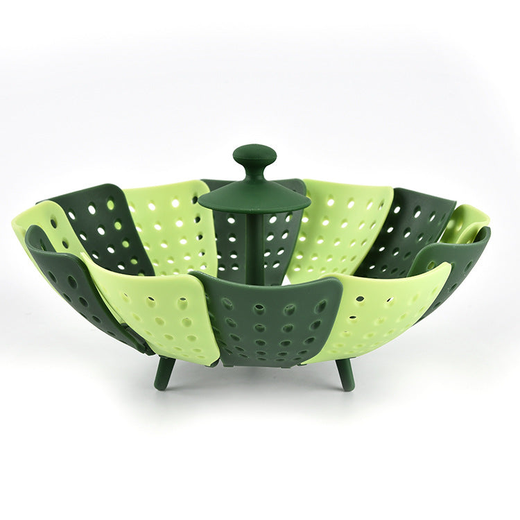 Foldable Plastic Fruit Basket with Handle for Kitchen Storage