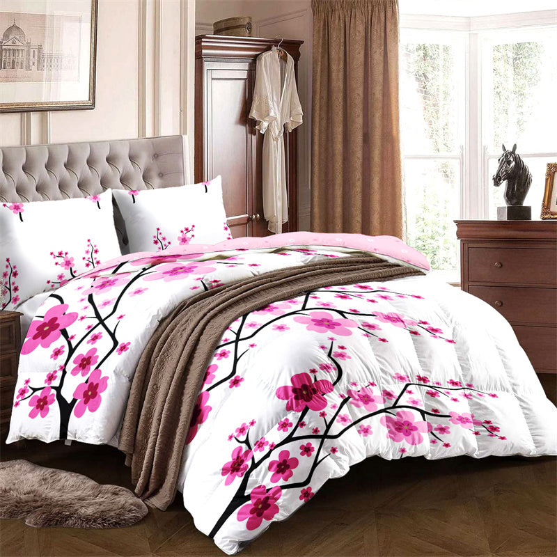 Pink Floral 5-Piece Quilt Set with Pillow Shams & Covers