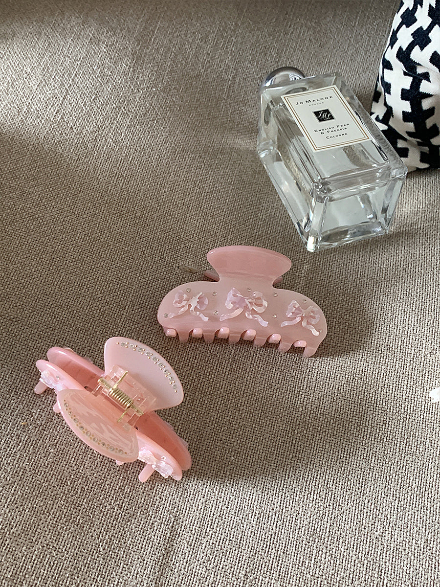 Jelly Colored Bow Hair Clip - Pink
