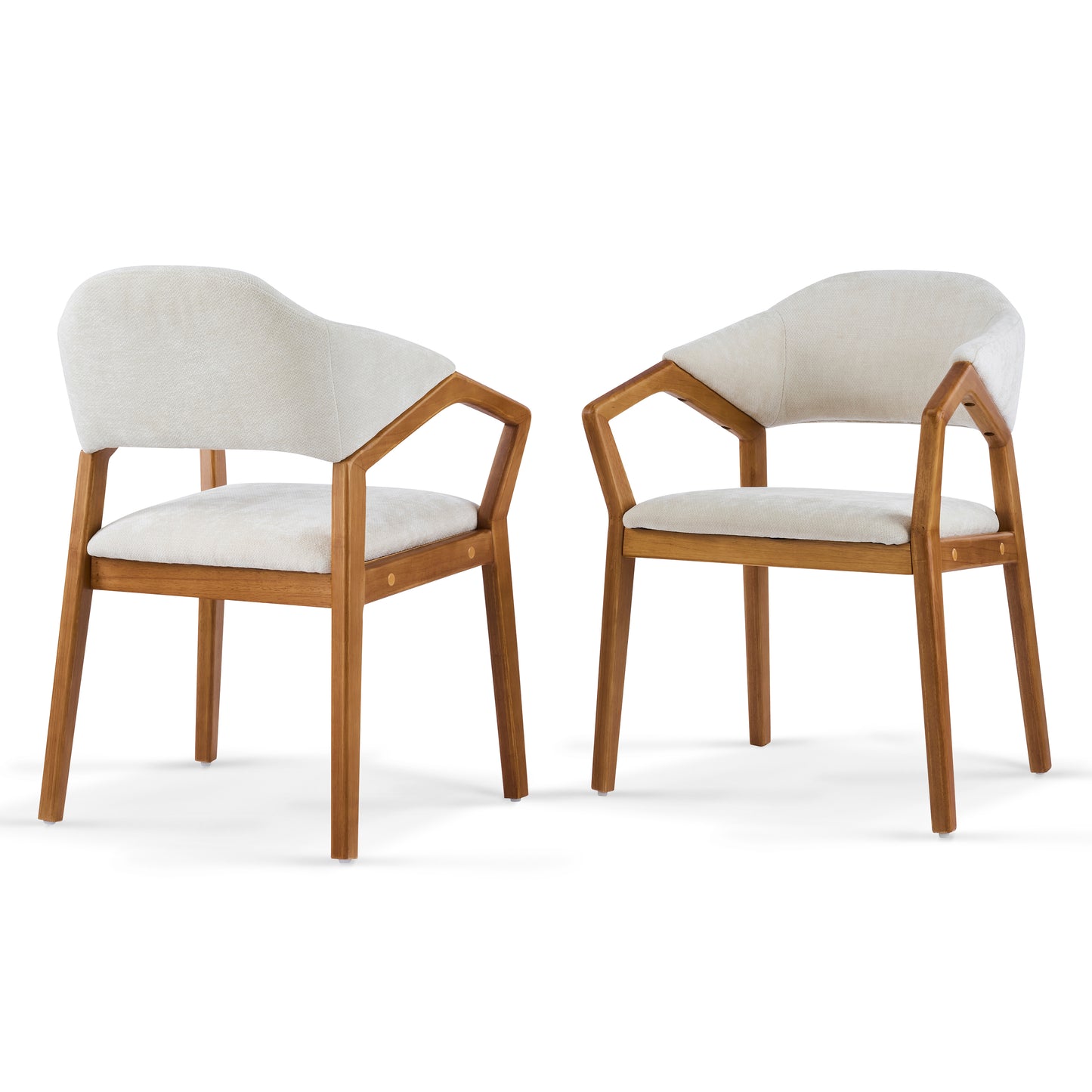 Beige Chenille Dining Chair Set of 2 - Ergonomic Armchairs