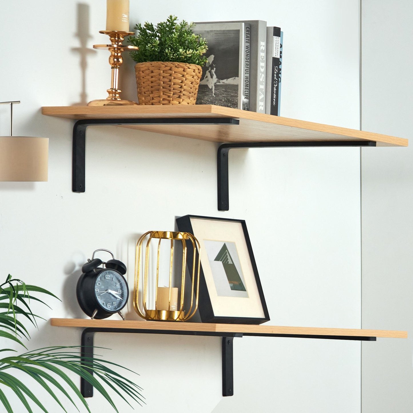 Heavy Duty Floating Shelf Brackets - 10 x 6 Inch, 160 lbs Capacity, 4 Pcs - Matte Black