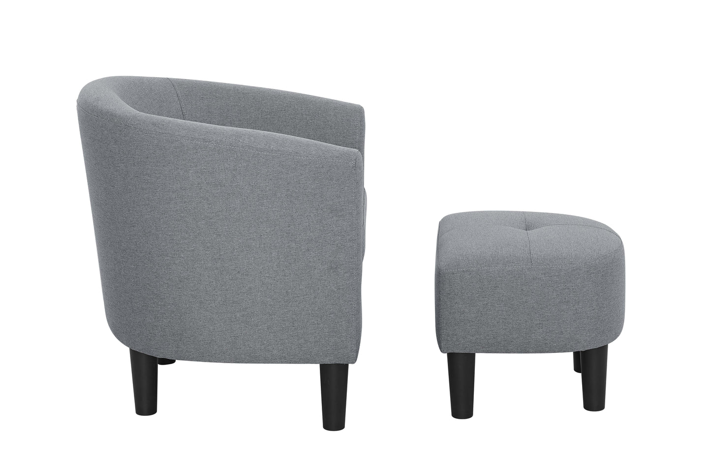 Gray Polyester Barrel Chair with Ottoman - 25.5" Wide