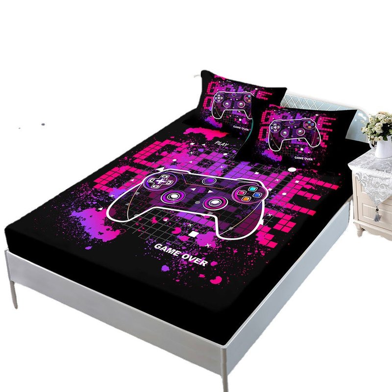 Three-Piece Bedding Set with Fitted Sheet and Pillowcases - Multiple Sizes & Styles