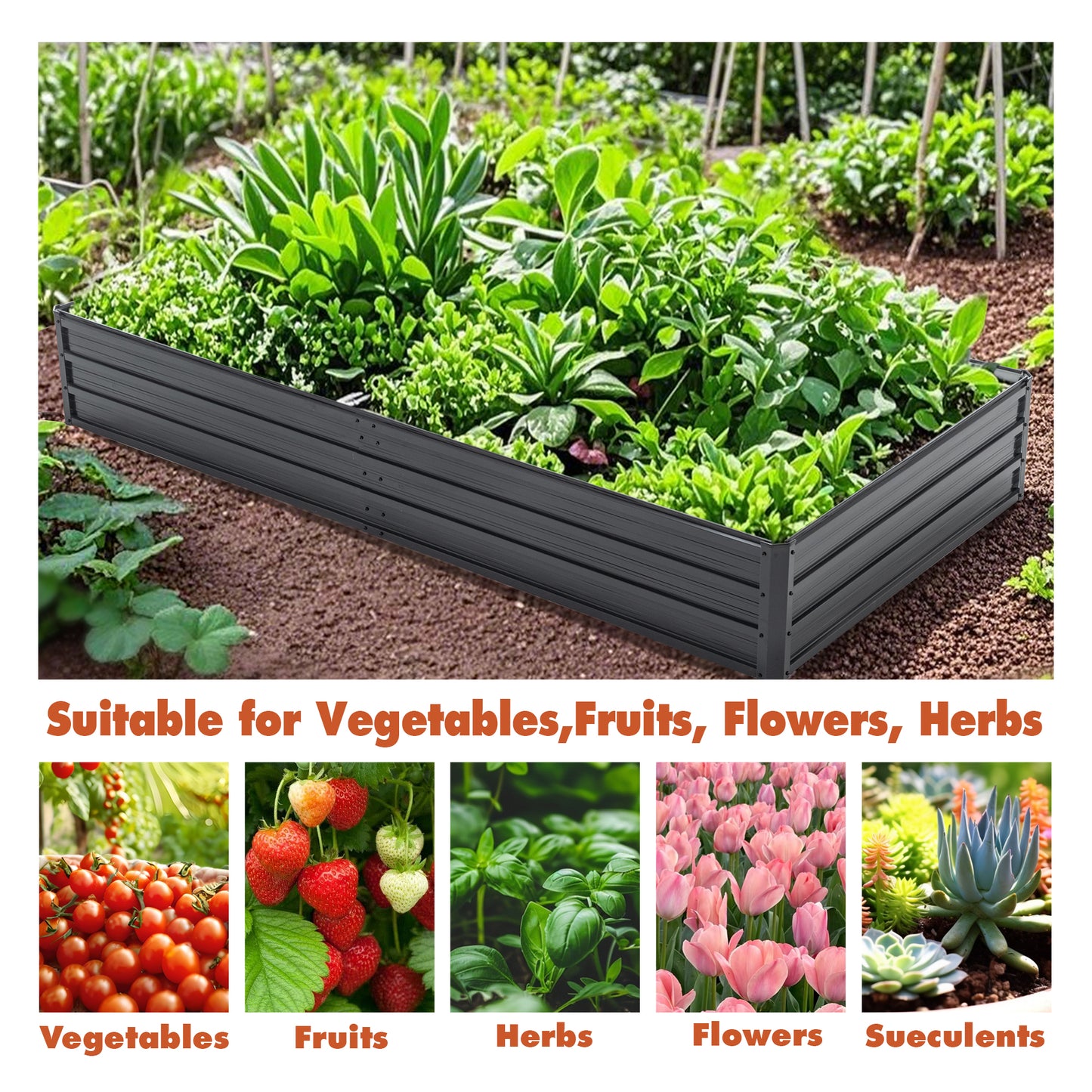 Galvanized Raised Garden Bed - 8ft x 4ft Metal Planter Box