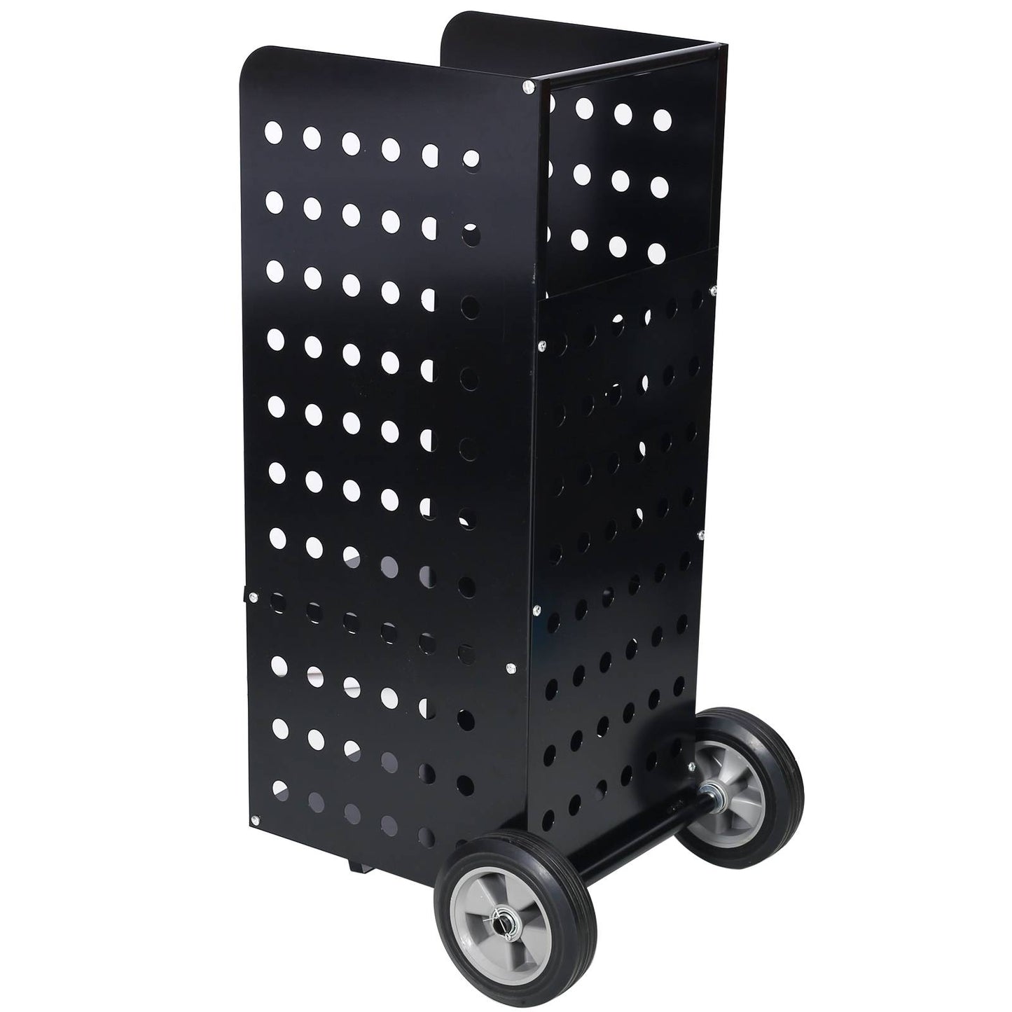 Firewood Cart with Rubber Wheels - Outdoor Log Rolling Carrier Black