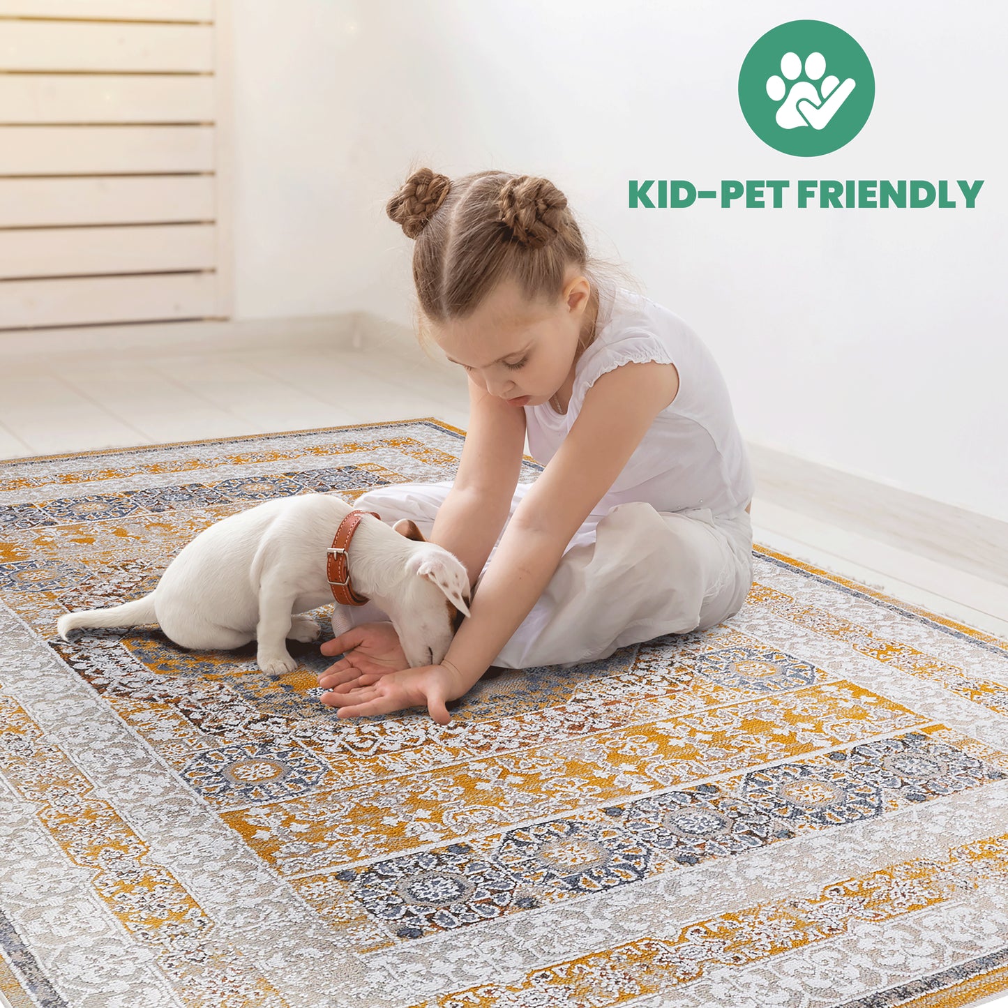 PAYAS C Ollection 2X8 Cream Ivory Medallion Runner Rug