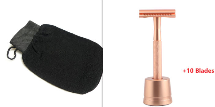 Manual Safety Razor with 5 Blades & Shower Towels