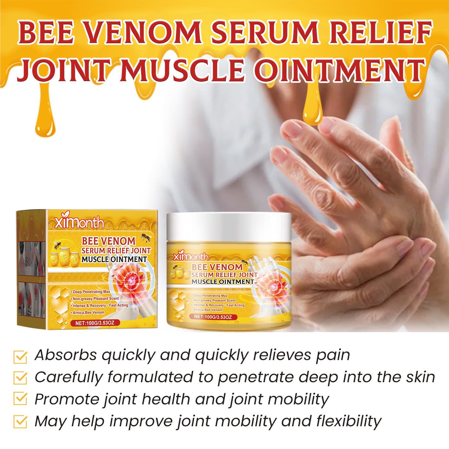 Joint Neck Cream with Bee Venom & Arnica - 100g Pain Relief Body Care