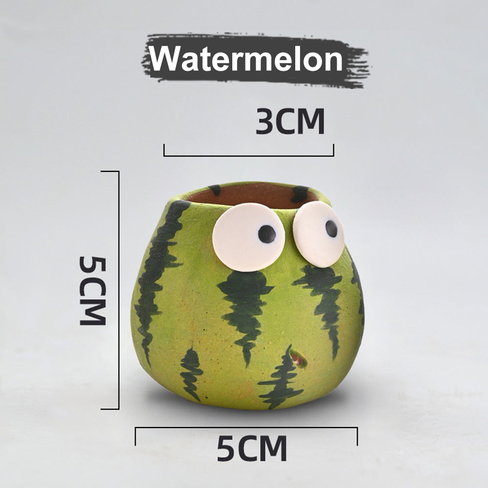 Cute Watermelon Ceramic Mini Flower Pot - Cartoon Garden Decor
