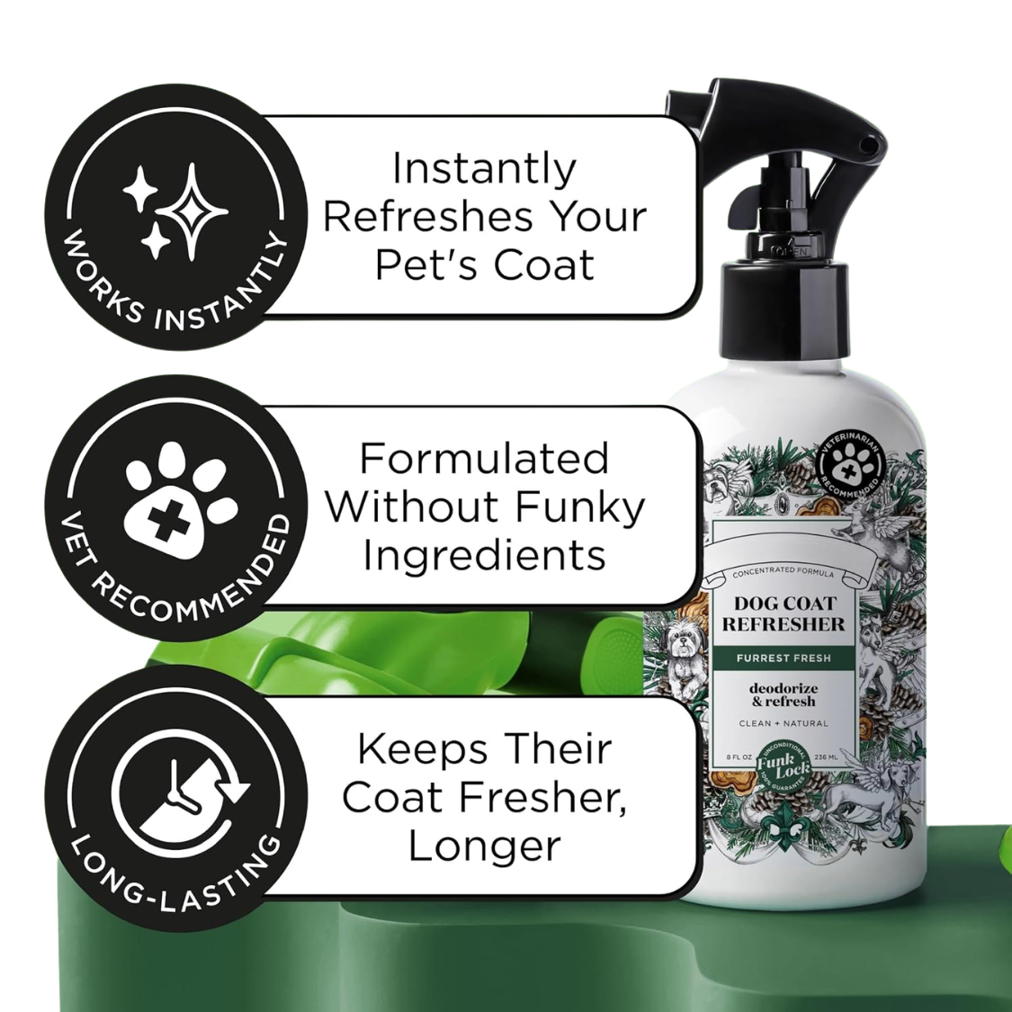 Dog Deodorizing Spray with Essential Oils - Forest Fresh Scent, 8 Fl Oz